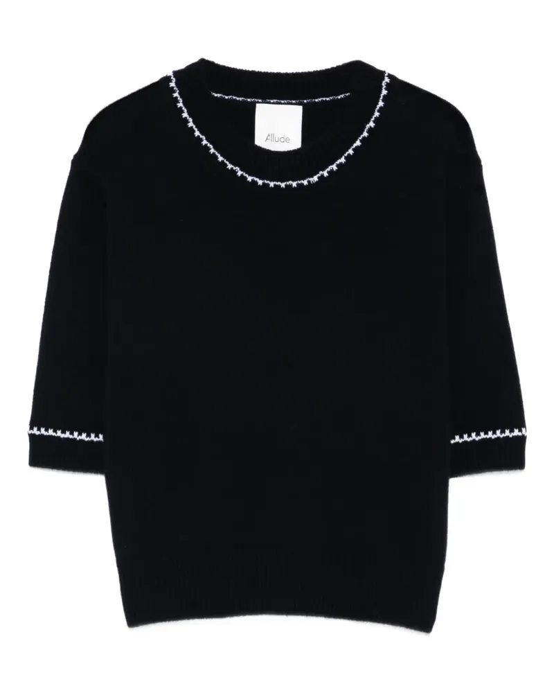 ALLUDE T-Shirt mit Kontrastdetails - Blau Blau