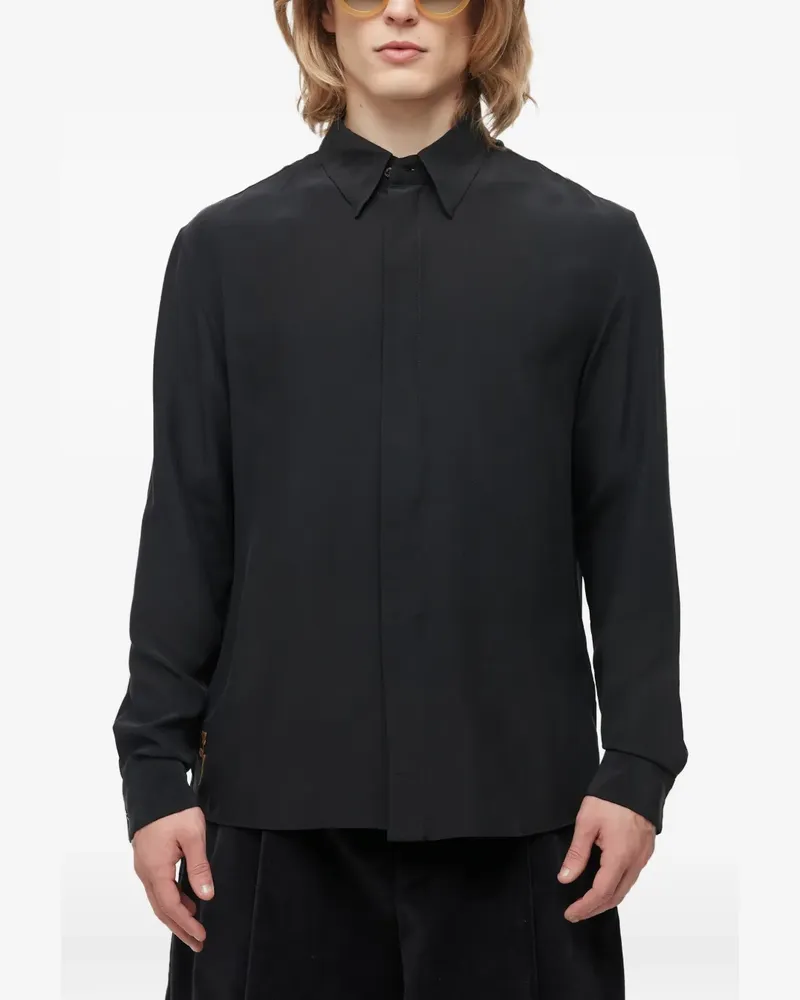 Osklen Seidenhemd mit Rosenstickerei - Schwarz Schwarz