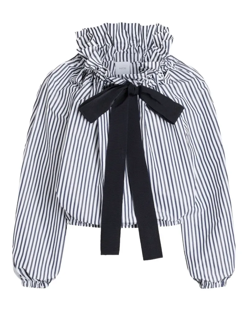 Patou Gestreifte Bluse mit Rüschenkragen - Blau Blau