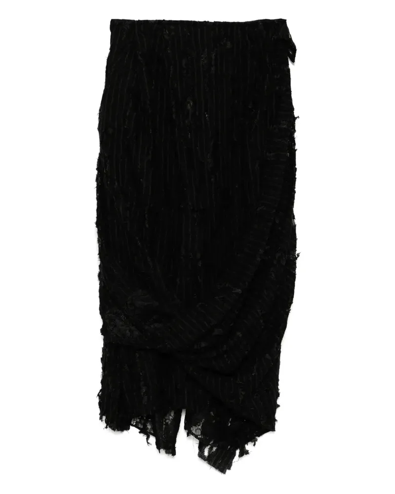 Yohji Yamamoto Damaged Stripe Twist-Rock - Schwarz Schwarz