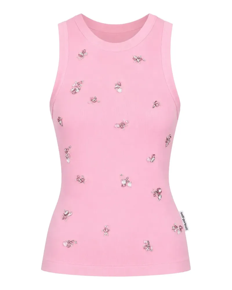 Des Phemmes crystal-embellished ribbed tank top - Rosa Rosa