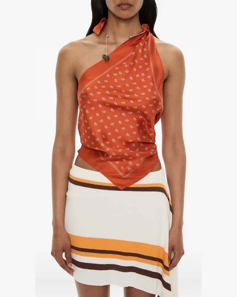 Christopher Esber bandana-print scarf-tie top - Nude Nude