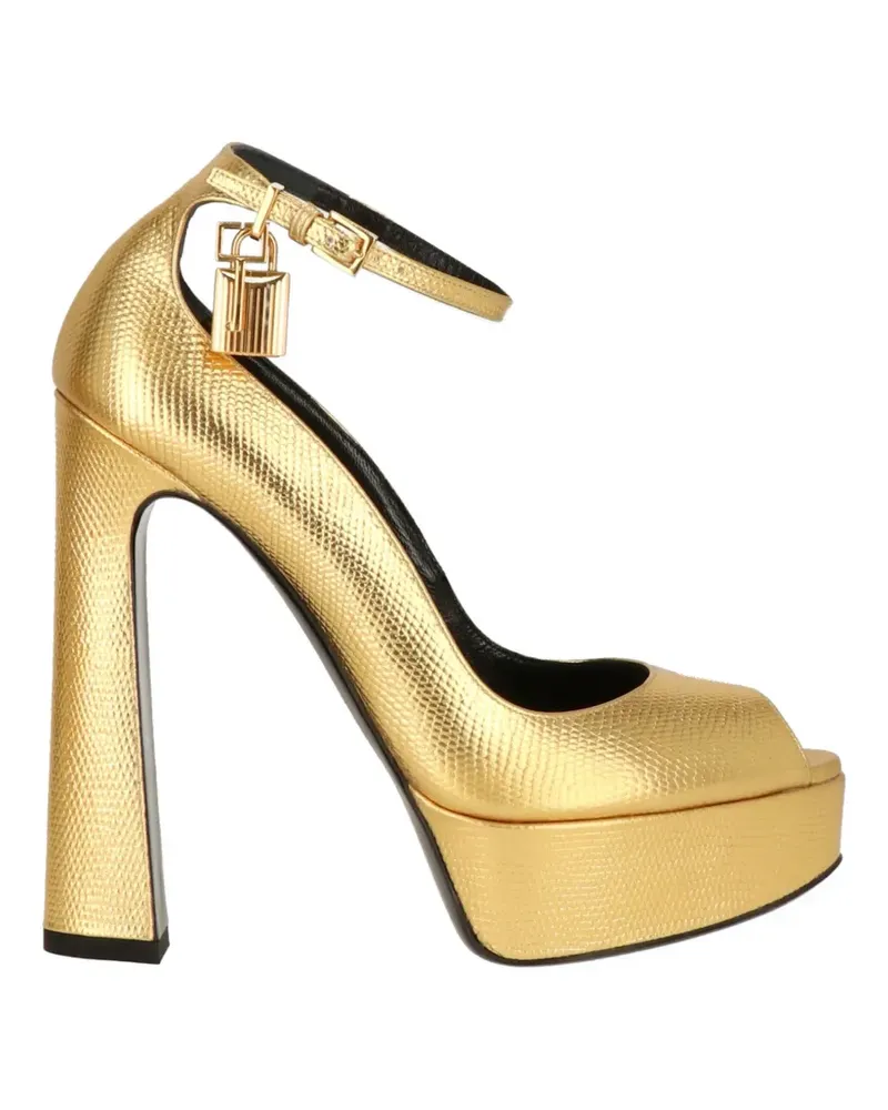 Tom Ford padlock peep-toe platform pumps - Gold Gold
