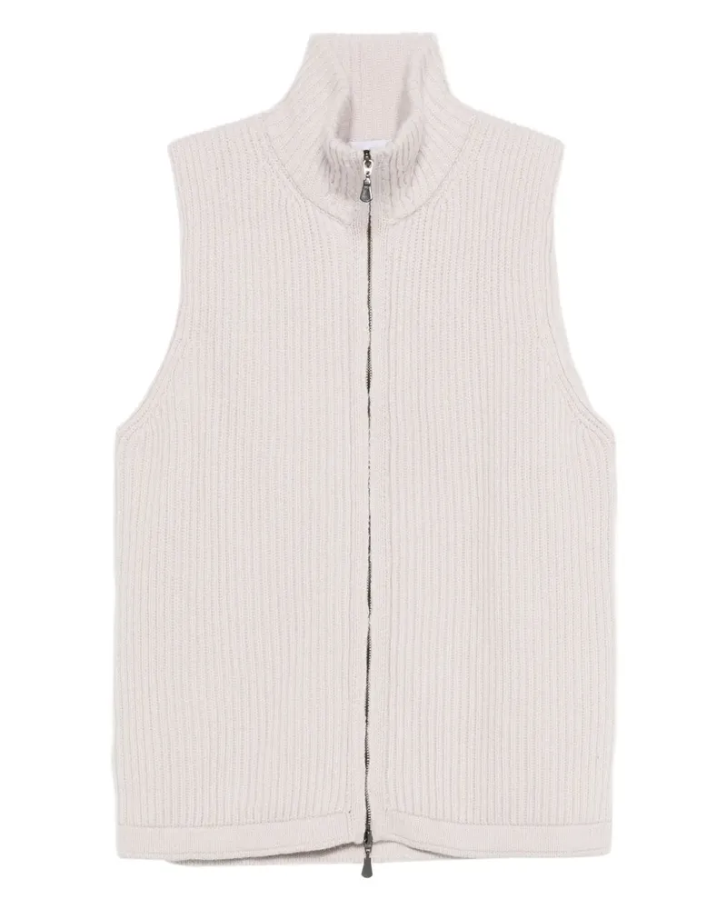 Alpha Studio zip-up sleeveless cardigan - Nude Nude