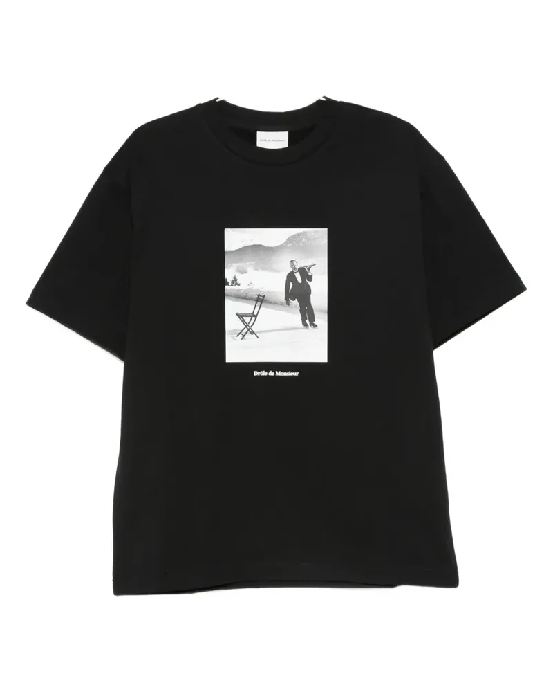 Drôle de Monsieur T-Shirt mit grafischem Print - Schwarz Schwarz