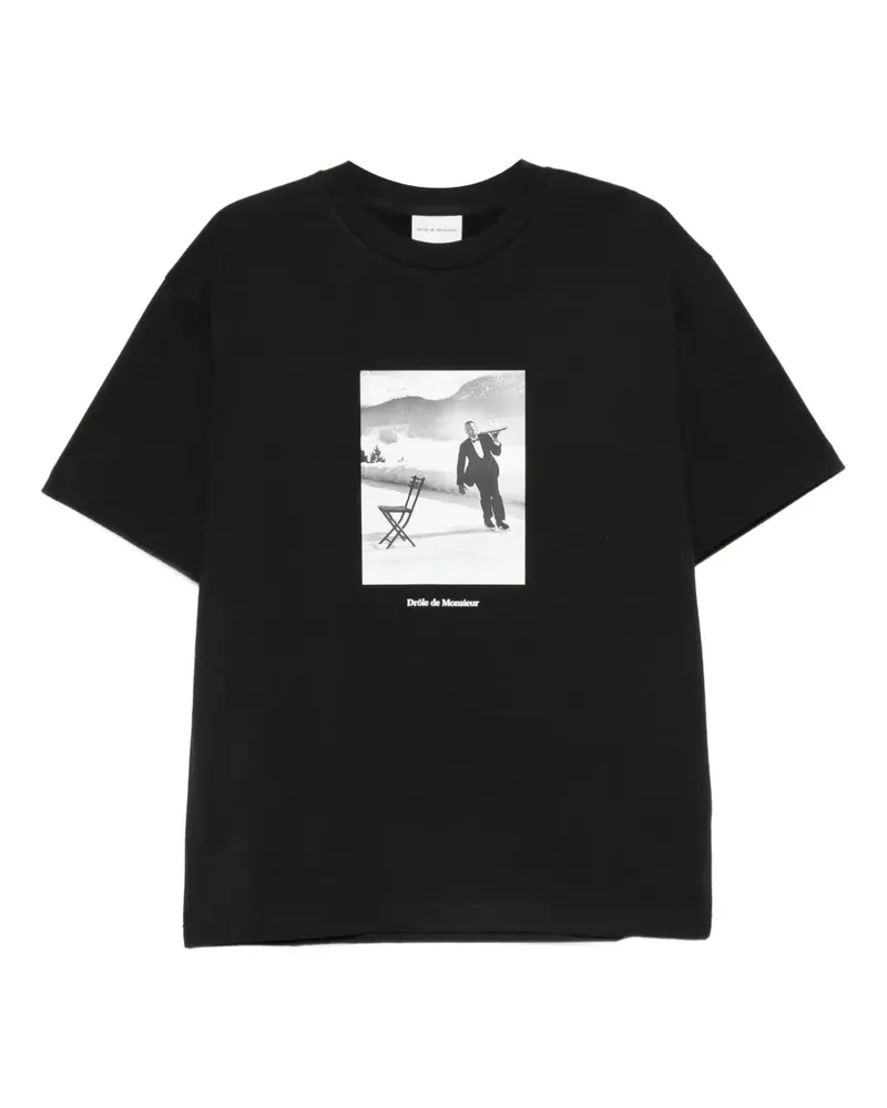Drôle de Monsieur T-Shirt mit grafischem Print - Schwarz Schwarz