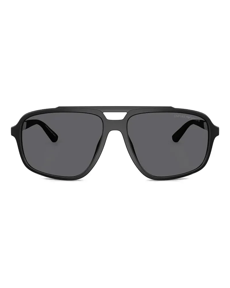 Emporio Armani Sonnenbrille mit eckigem Gestell - Schwarz Schwarz