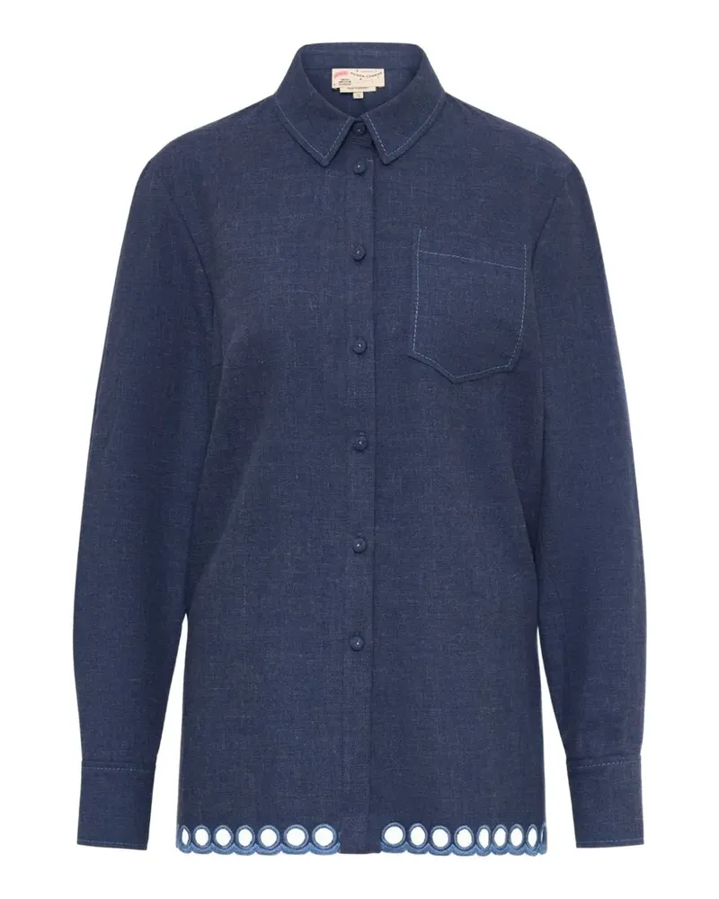 Maison Common Besticktes Hemd mit Cut-Out - Blau Blau
