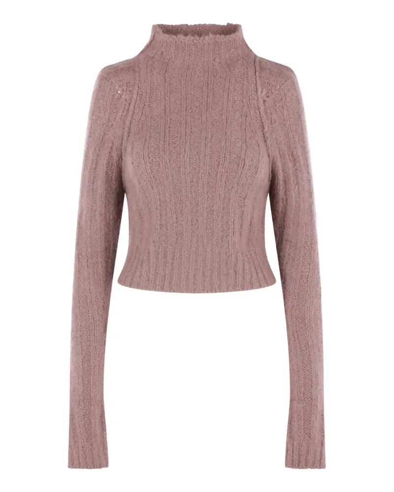 Rick Owens Gerippter Cropped-Pullover mit Stehkragen - Violett Violett