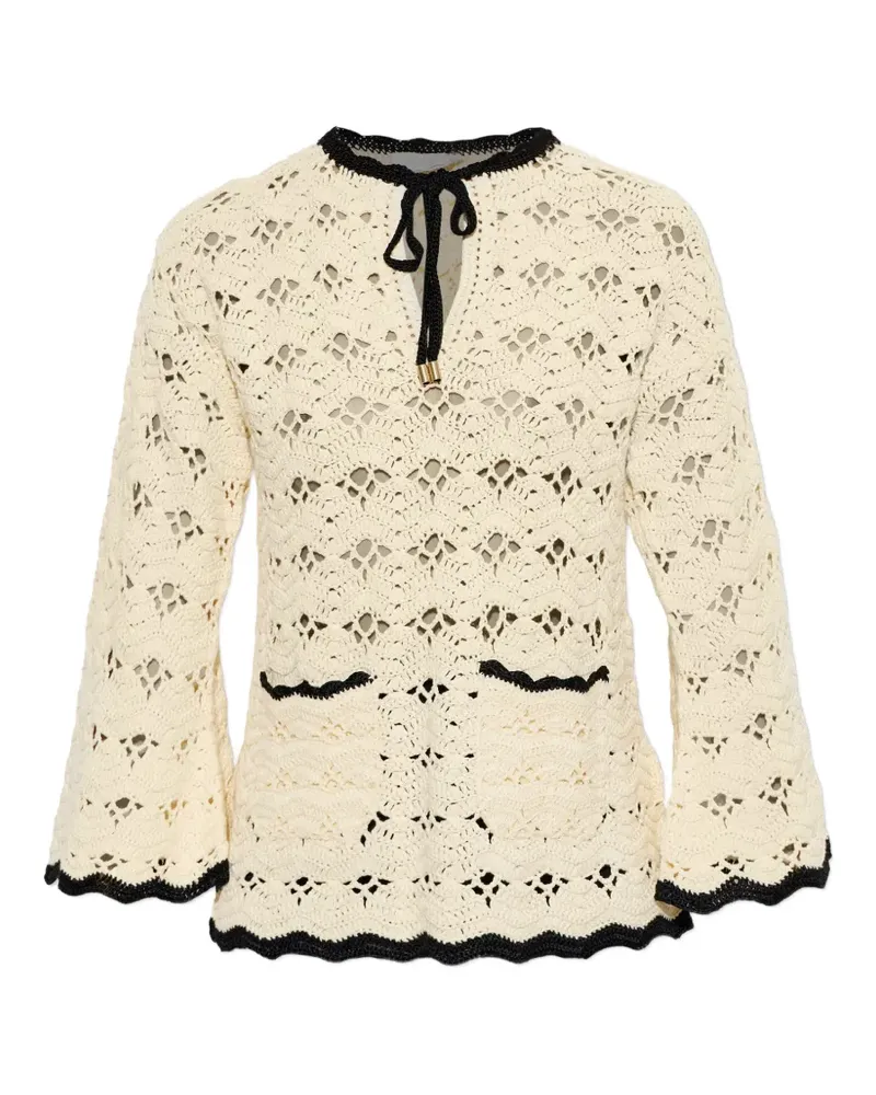 Zimmermann crochet-knit scallop-edge top - Nude Nude