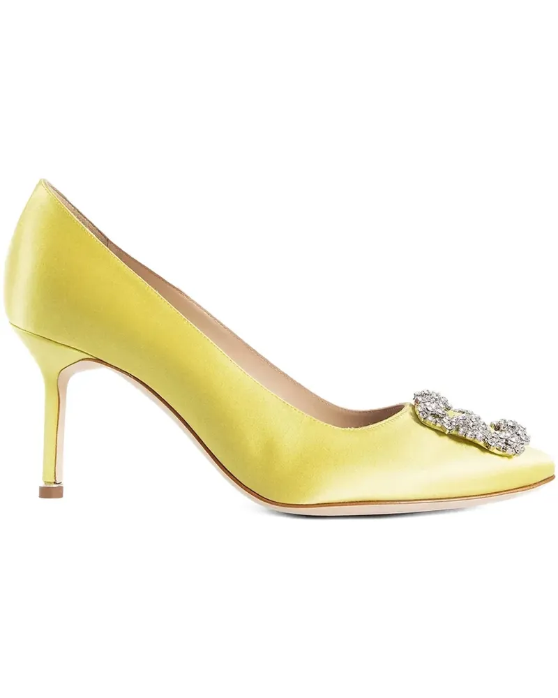 Manolo Blahnik Hangisi Pumps mit Kristallen 70mm - Gelb Gelb