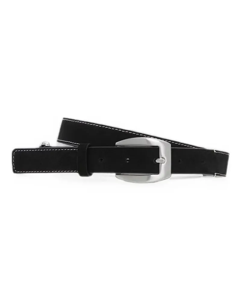 NN 07 Dual contrast-stitch suede belt - Schwarz Schwarz