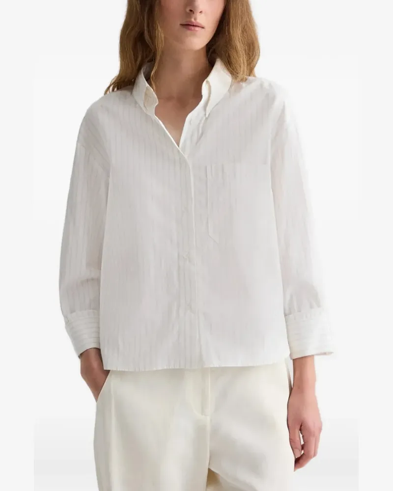 TWP pinstripe-pattern patch-pocket shirt - Weiß Weiß