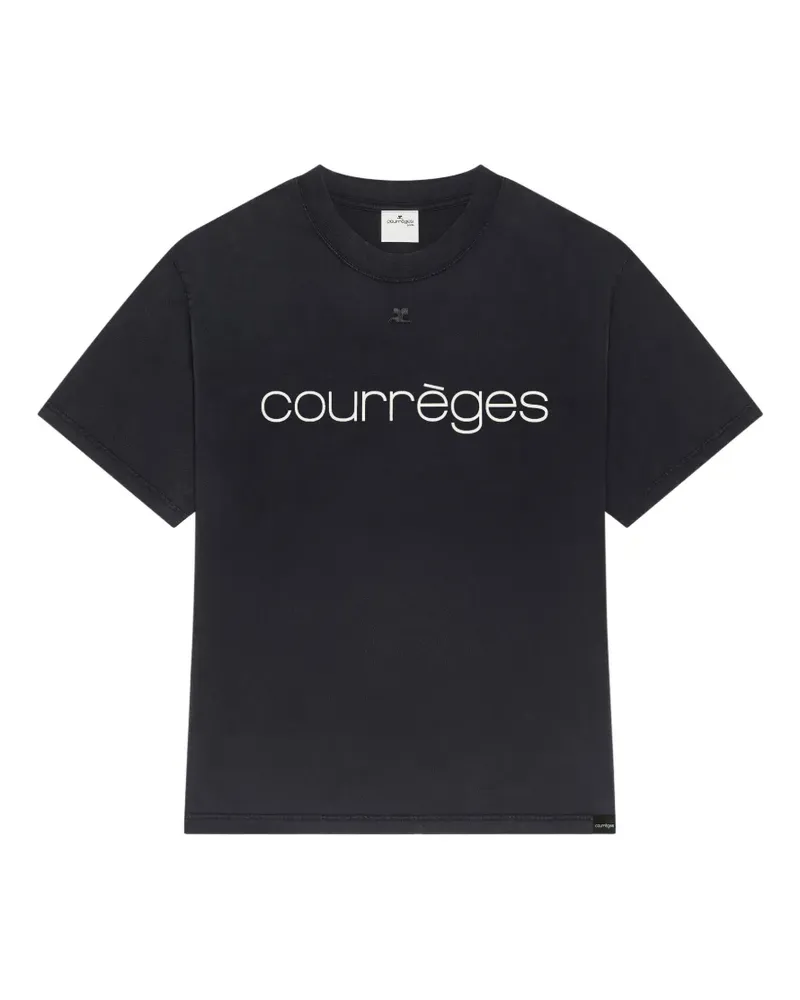 Courrèges T-Shirt mit Stone-Wash-Effekt - Schwarz Schwarz
