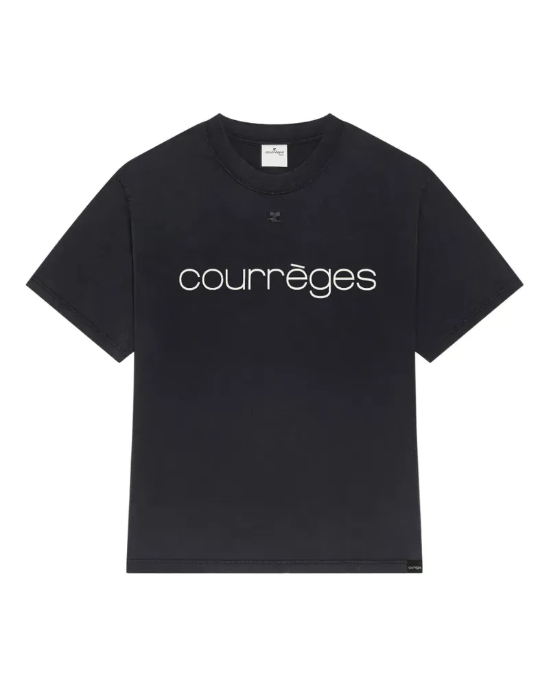 Courrèges T-Shirt mit Stone-Wash-Effekt - Schwarz Schwarz