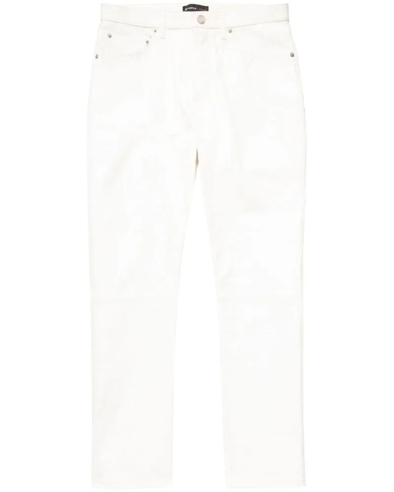 PURPLE BRAND Lederhose mit geradem Bein Weiß
