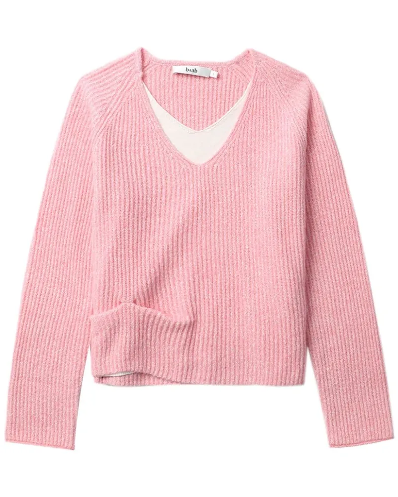 b+ab Gerippter Strickpullover - Rosa Rosa