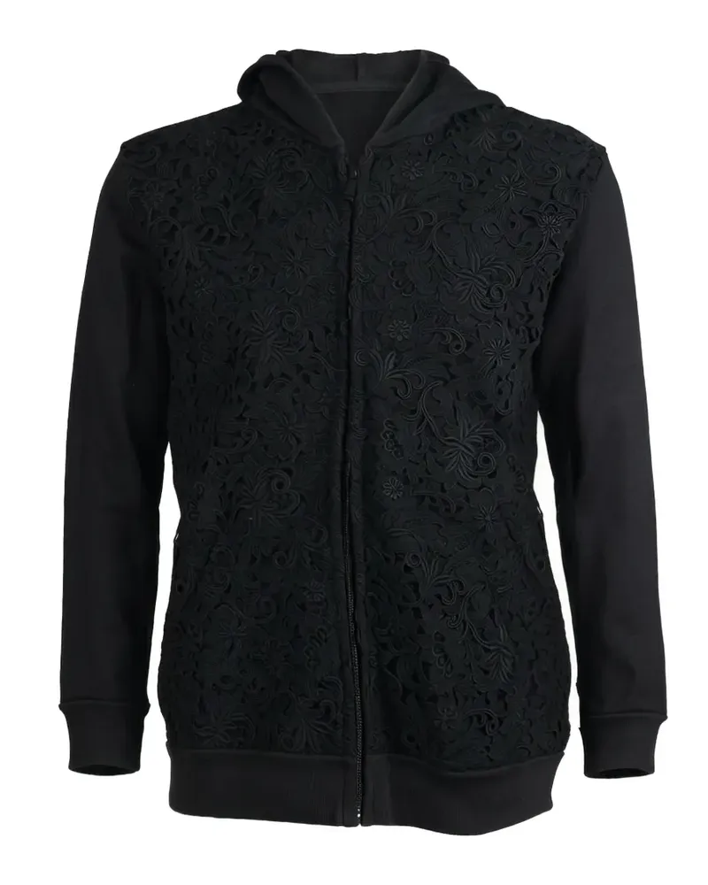 Valentino Garavani lace-panel hoodie - Schwarz Schwarz