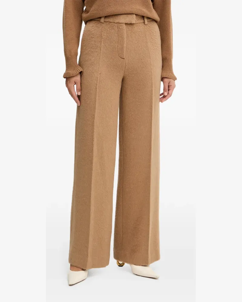 Luisa Spagnoli brushed-effect wide-leg trousers - Braun Braun