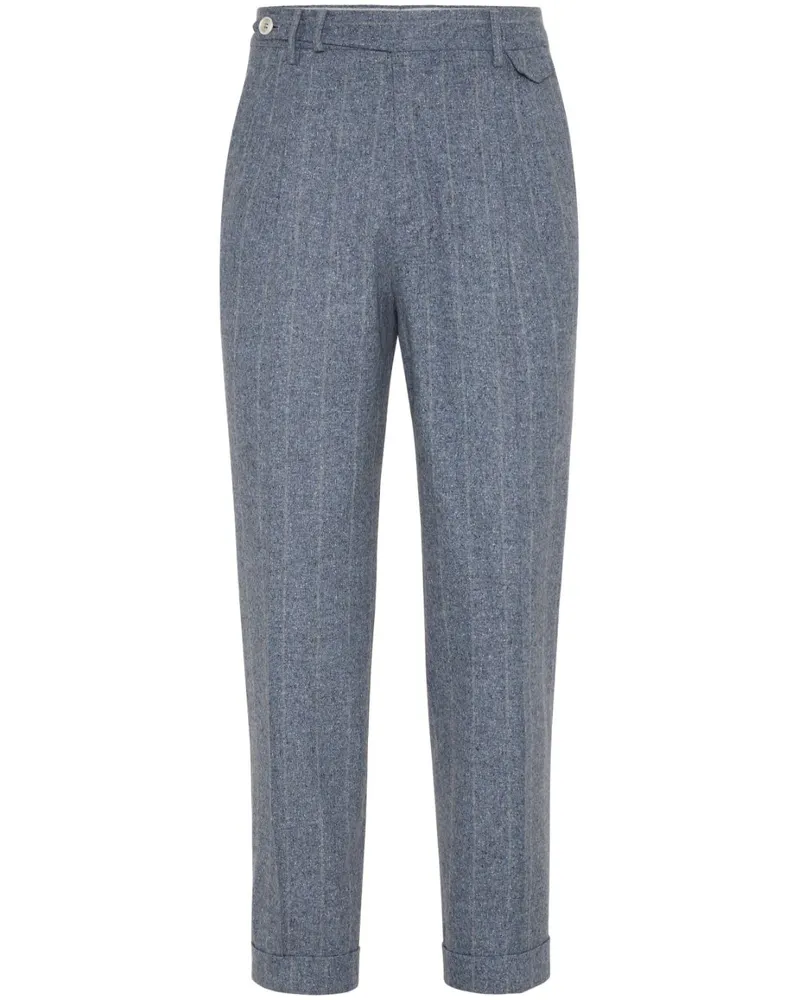 Brunello Cucinelli Gestreifte Tapered-Hose - Blau Blau