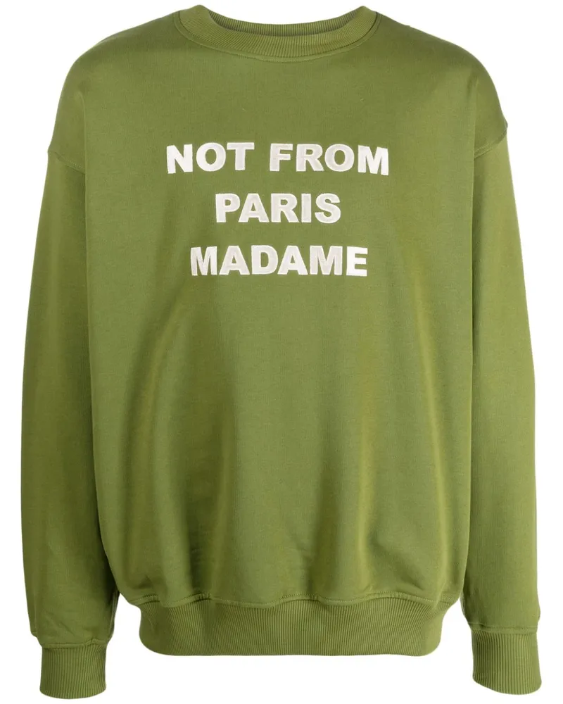 Drôle de Monsieur Sweatshirt mit Slogan-Stickerei - Grün Grün