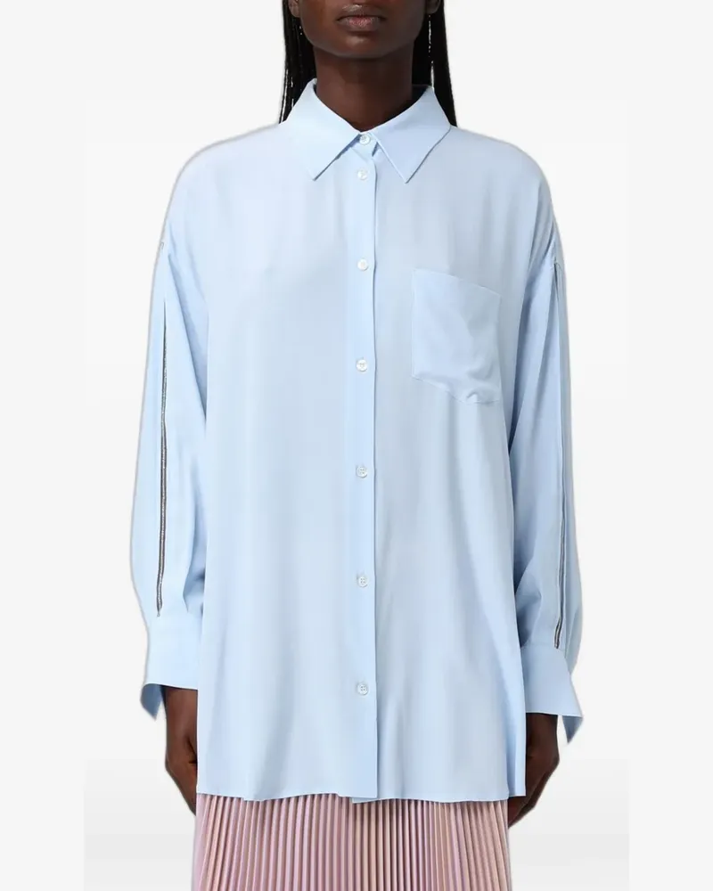 Fabiana Filippi embellished crêpe de chine shirt - Blau Blau