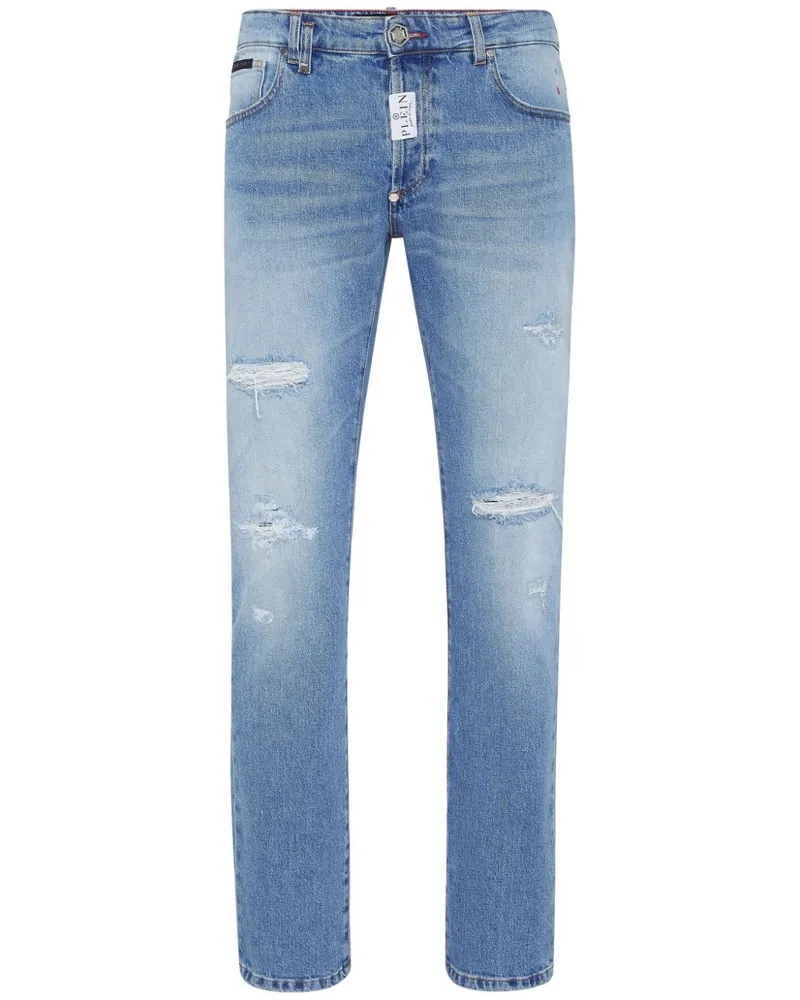 Philipp Plein Gerade Jeans im Distressed-Look - Blau Blau