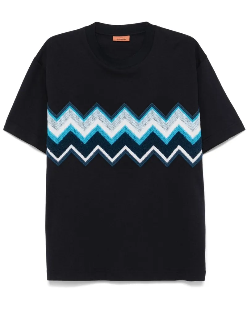 Missoni T-Shirt mit Zickzackstickerei - Blau Blau