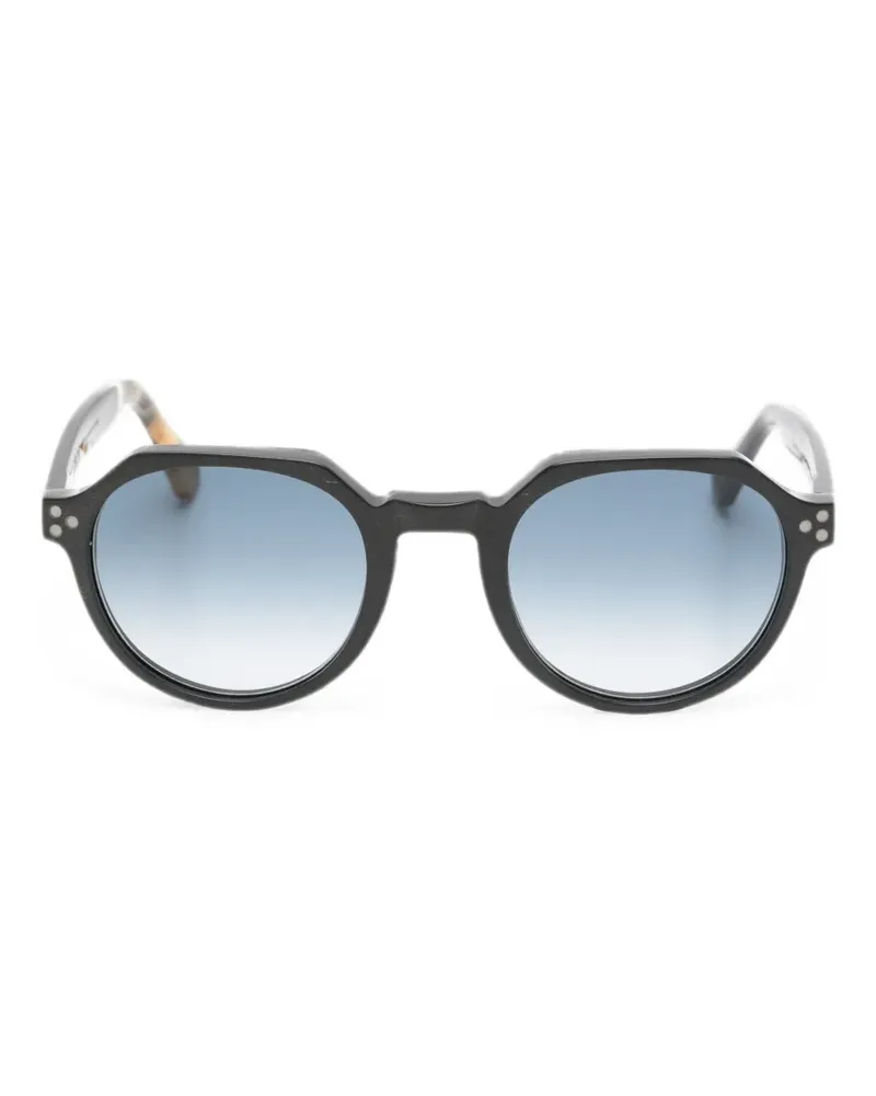 SNOB Milano Sonnenbrille mit geometrischem Gestell - Schwarz Schwarz
