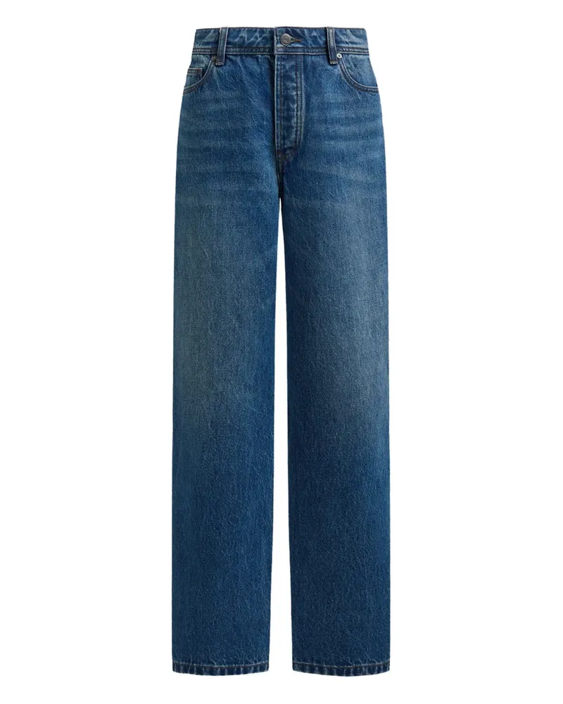 12 STOREEZ Jeans mit Logo-Patch - Blau Blau