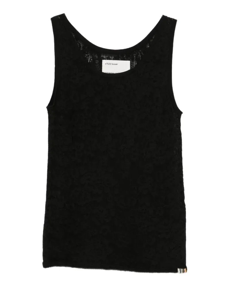 extreme cashmere Boxer Tanktop mit Blumenspitze - Schwarz Schwarz