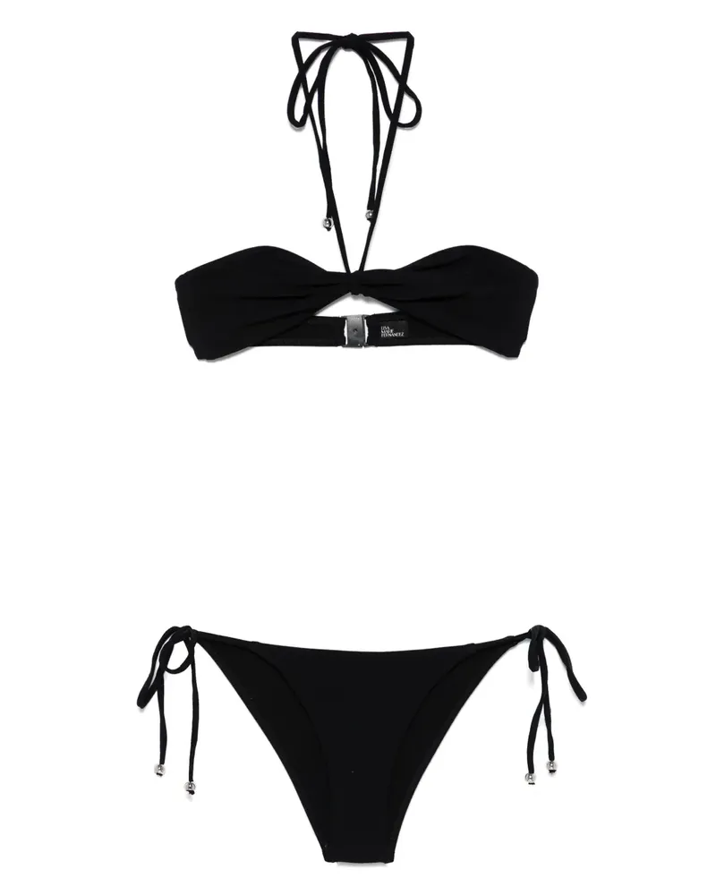 Lisa Marie Fernandez Bandeau-Bikini aus Krepp - Schwarz Schwarz
