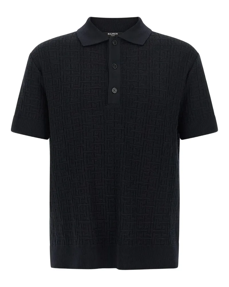 Balmain monogram polo shirt - Blau Blau