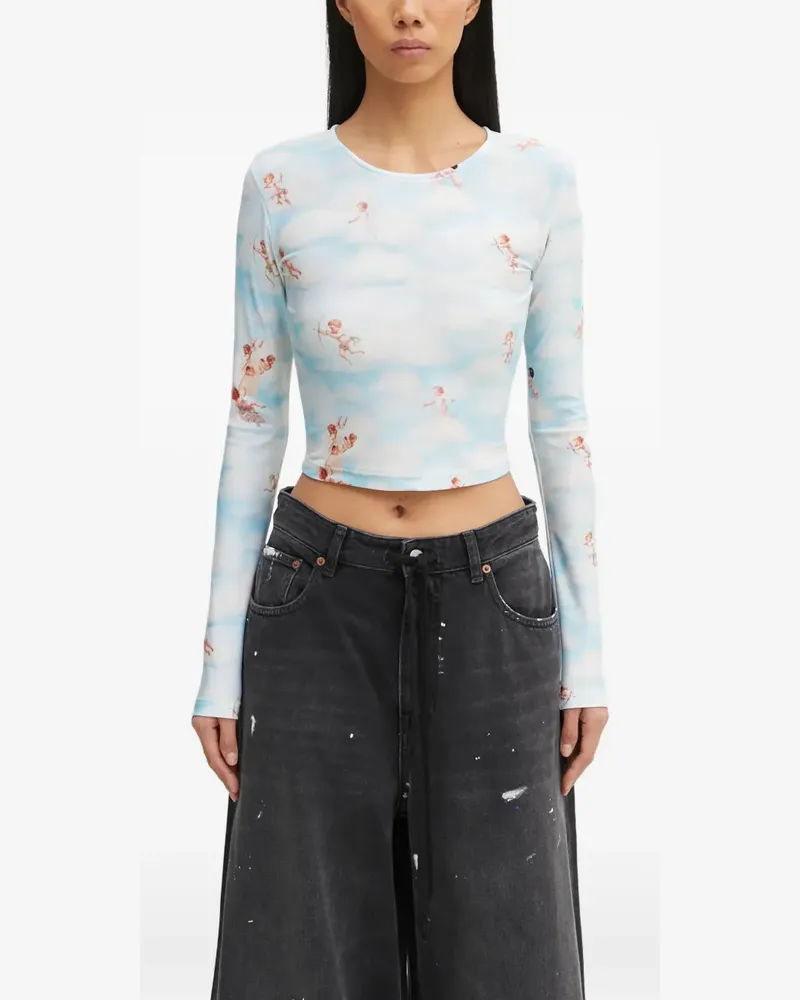 Fiorucci cloud-pattern long-sleeve T-shirt - Blau Blau