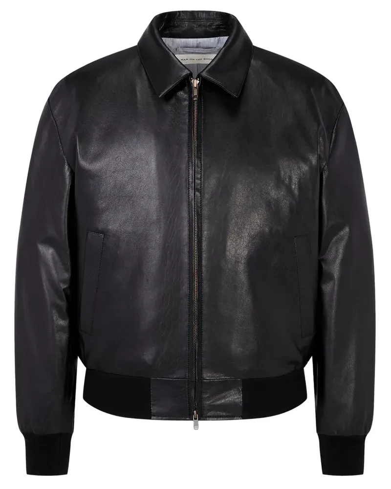 ManOnTheBoon Klassische Lederjacke - Schwarz Schwarz