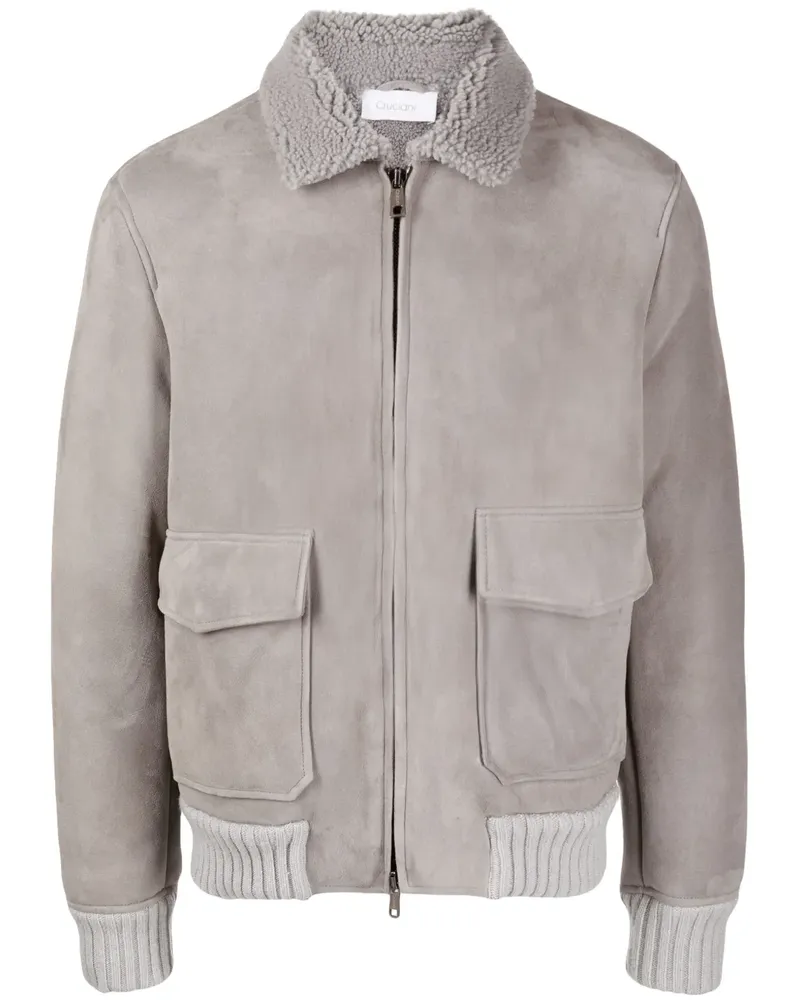 Cruciani Jacke aus Nubukleder mit Shearling-Kragen - Grau Grau