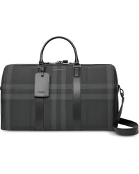 Burberry Karierte Reisetasche aus Faux-Leder Grau