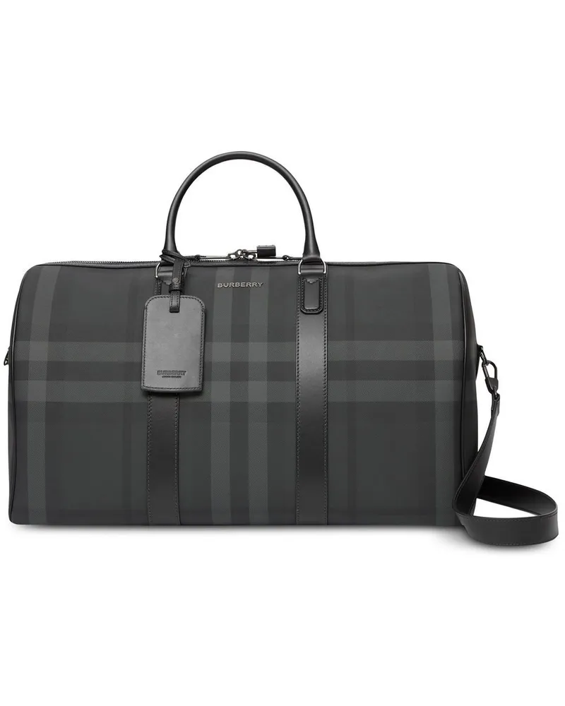 Burberry Karierte Reisetasche aus Faux-Leder - Grau Grau