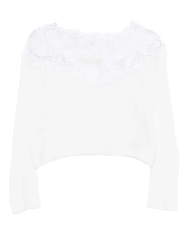 Ermanno Scervino Pullover mit Spitzenbesatz - Weiß Weiß