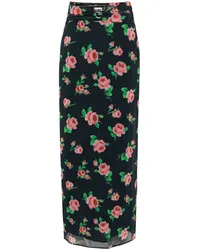 ROTATE Birger Christensen Chiffonrock mit Rosen-Print Blau