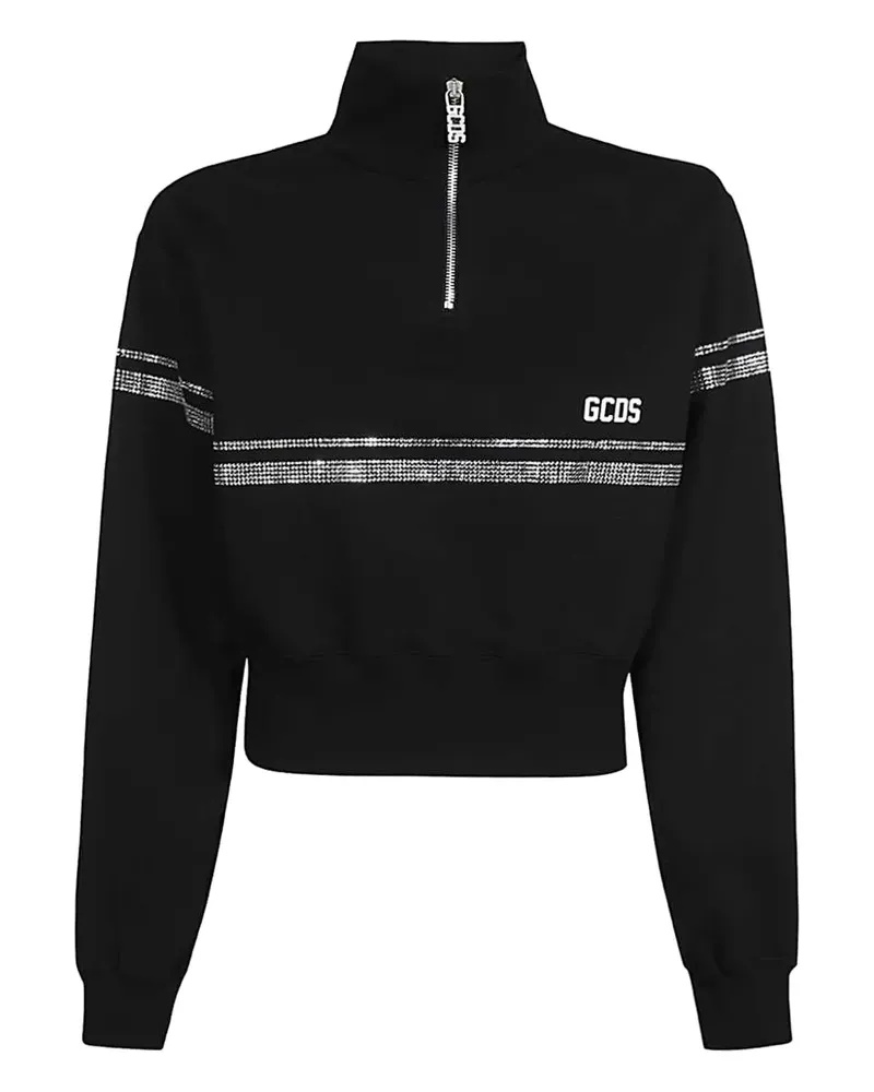 GCDS rhinestone-embellished zip-up sweatshirt - Schwarz Schwarz