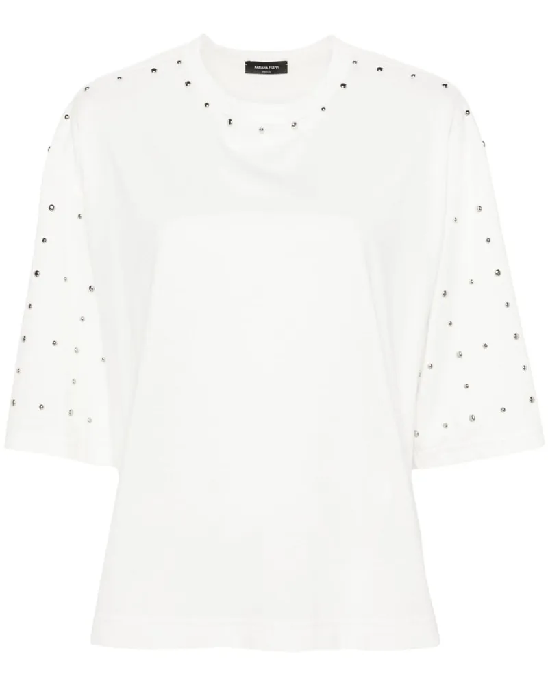 Fabiana Filippi T-Shirt mit Nieten - Weiß Weiß