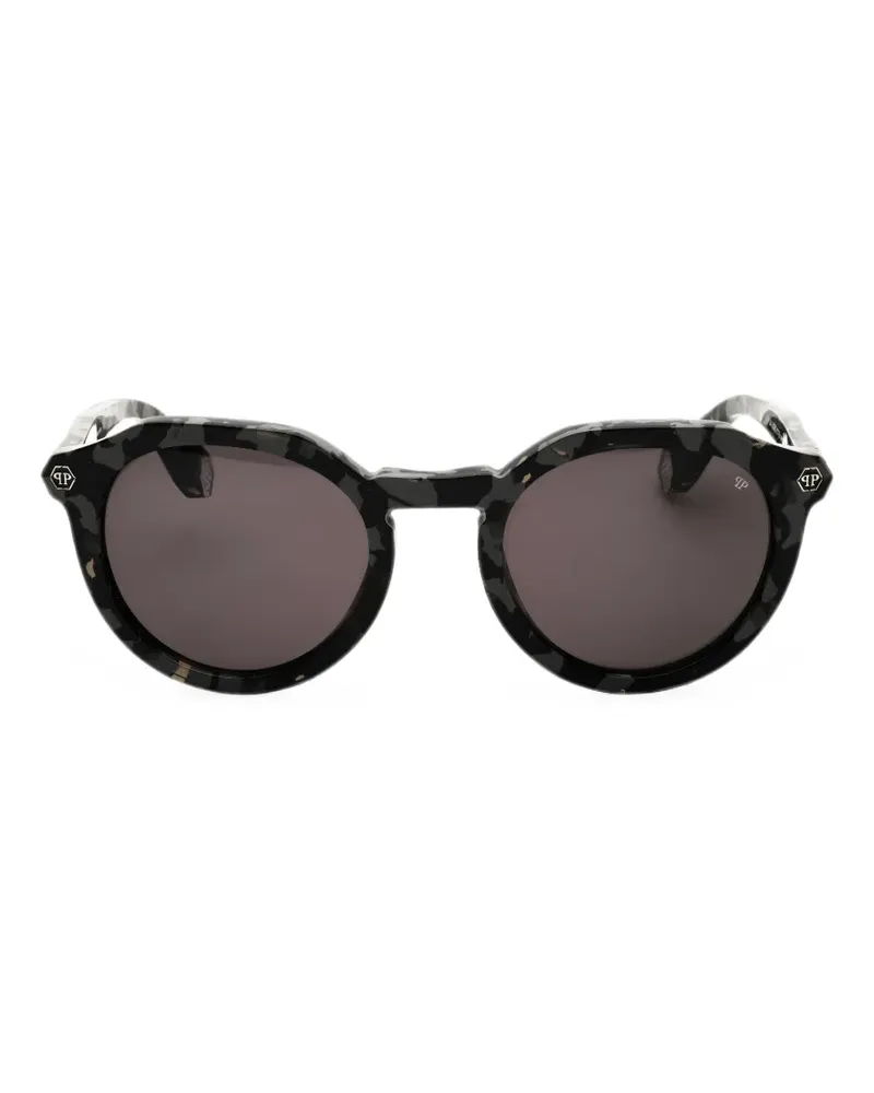 Philipp Plein Sonnenbrille mit rundem Gestell - Grau Grau