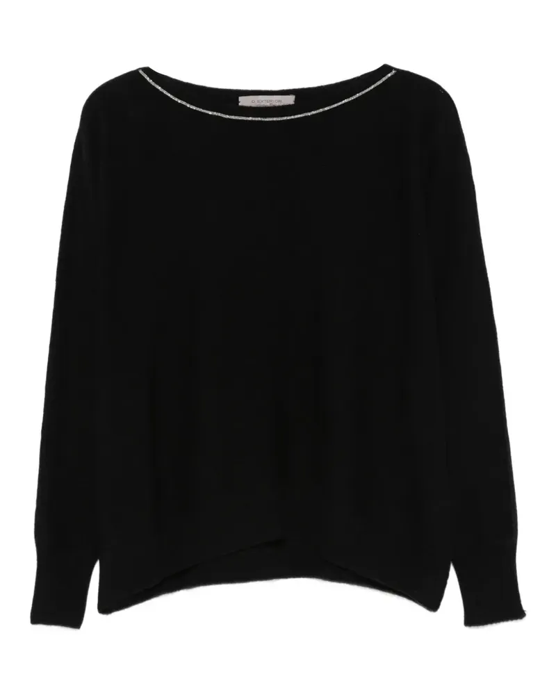 D.EXTERIOR Pullover mit verziertem Kragen - Schwarz Schwarz