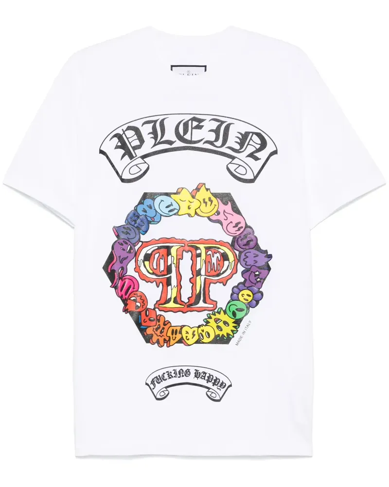Philipp Plein Hemd mit Smiley-Print - Weiß Weiß