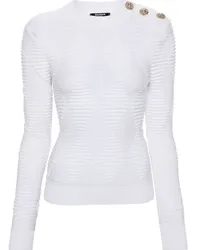 Balmain Pullover aus 3D-Strick Weiß