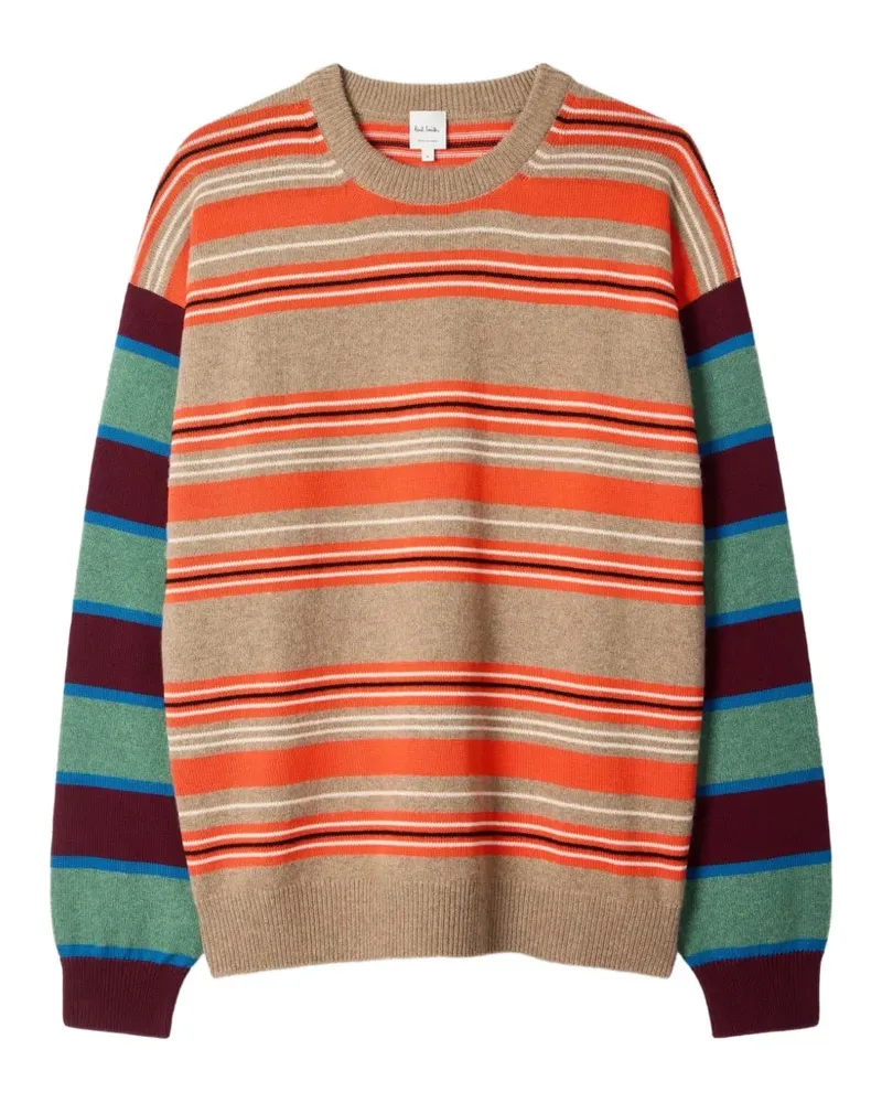Paul Smith Gestreifter Pullover mit Kontrastärmeln - Orange Orange