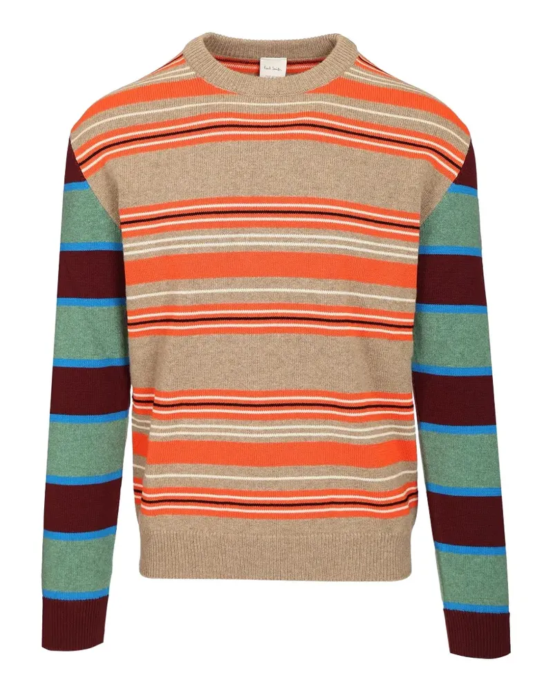 Paul Smith Gestreifter Pullover mit Kontrastärmeln - Orange Orange