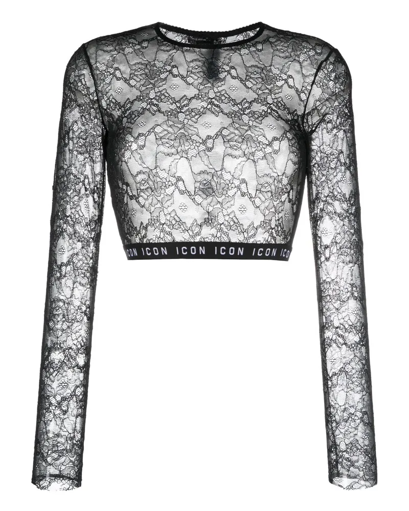 Dsquared2 Cropped-Top aus Spitze - Schwarz Schwarz