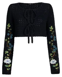 Etro Gehäkelter Cardigan mit Blumenstickerei Schwarz